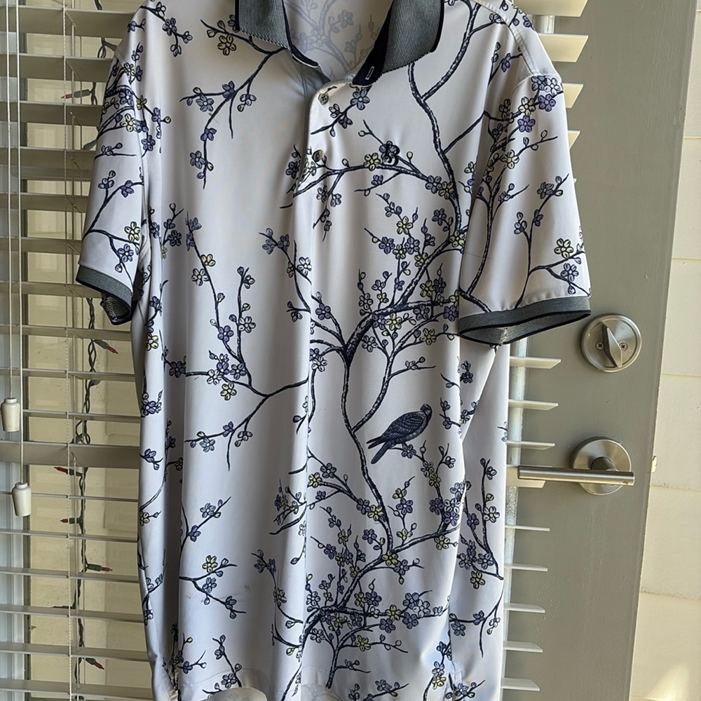 Navy and white tree patterned Greyson Golf Polo